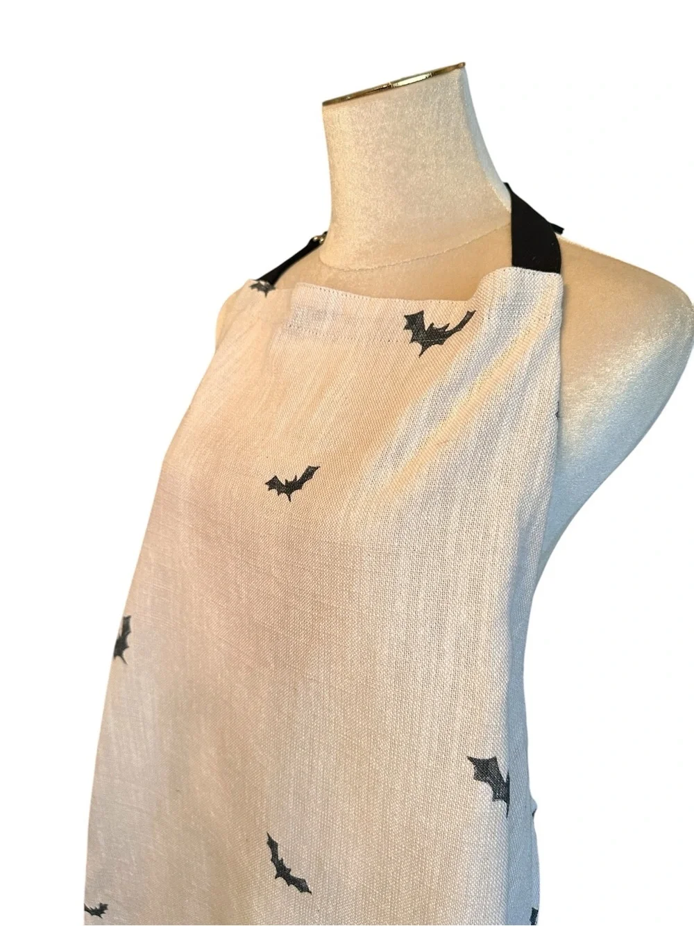 Halloween Apron Black Cats Bats Skulls Spider Web Gothic NEW